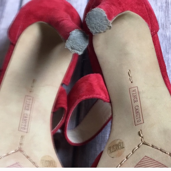 Vince Camuto red suede Carlotte D’Orsay heels - Picture 6 of 8